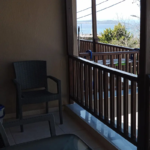 Private balcony with sea view for the second floor triple studio at Prosforio Rooms in Ouranoupoli Chalkidiki.